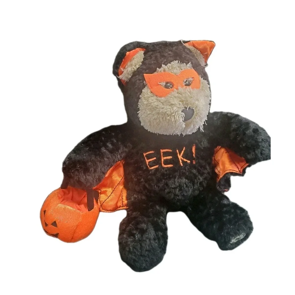 STARBUCKS Bearista Bear‎ Halloween W/ Bat Cape EEK Jack O Lantern Pail 2003